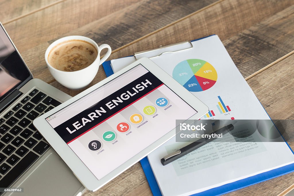 Learn English on Tablet Screen