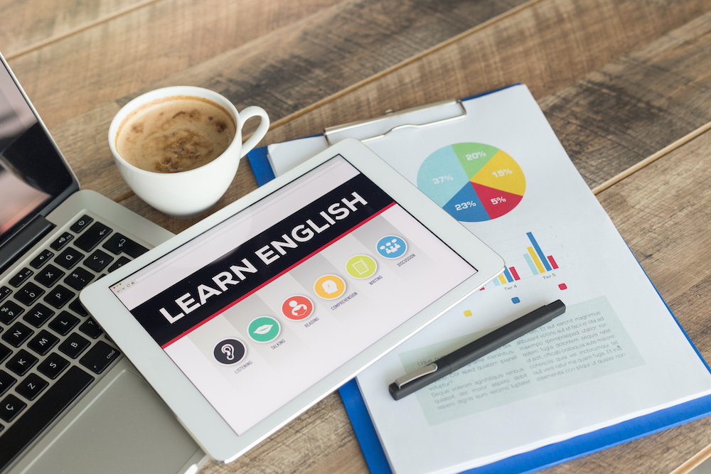 Learn English on Tablet Screen